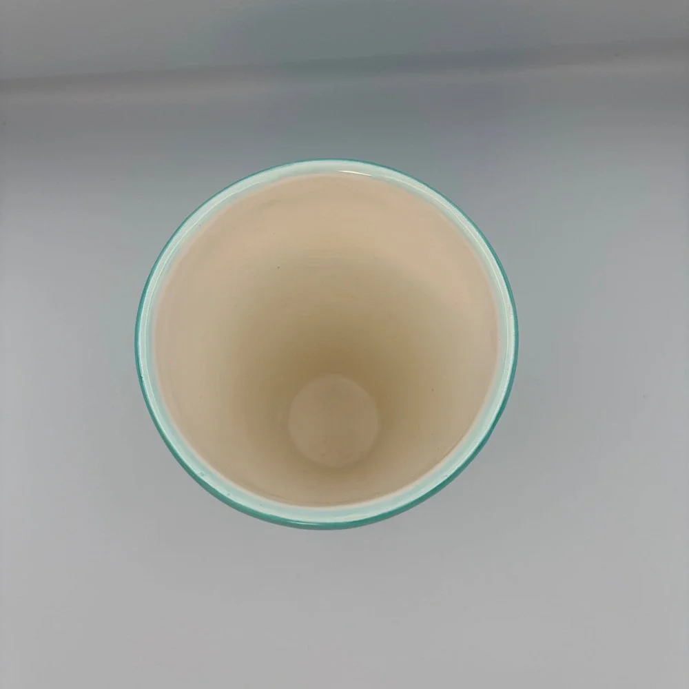 Napco Aqua Blue‎ Daisy Floral Ceramic Tapered Vase 8 Inch Retro Cottagecore
